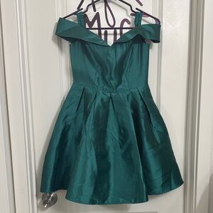 Hunter Teal Off-Shoulder Kids Dress